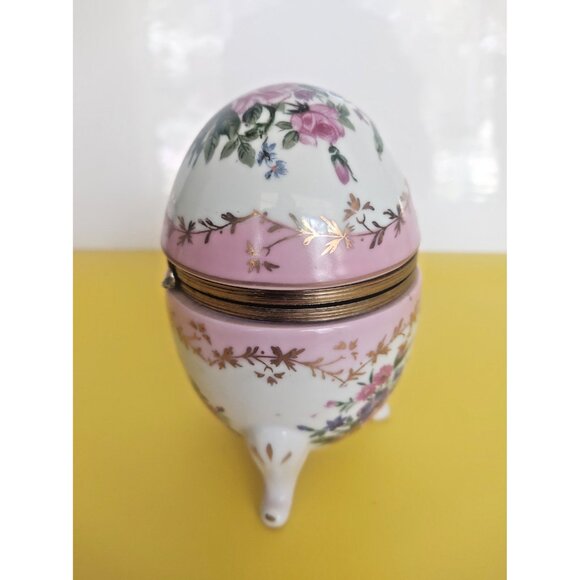 Vintage RS Prussia Footed Floral Porcelain Egg Trinket Jewelry Box RARE - Picture 8 of 10